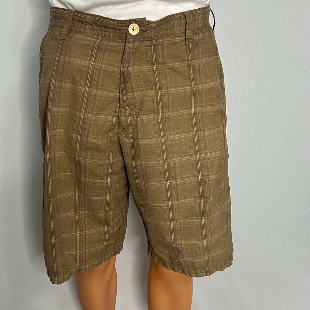 Billabong Men’s Size 33 Brown Plaid Long Cargo Shorts Y2K Skate Surf